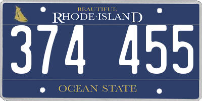 RI license plate 374455