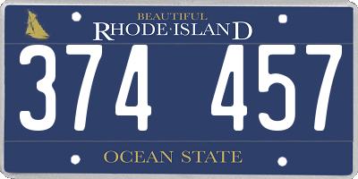 RI license plate 374457