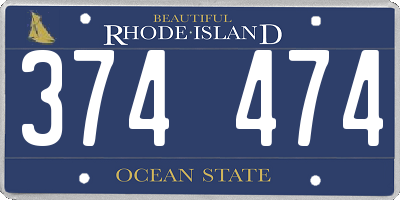 RI license plate 374474