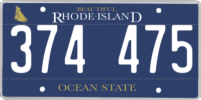 RI license plate 374475