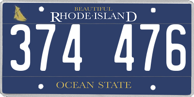 RI license plate 374476