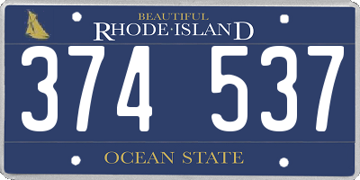 RI license plate 374537