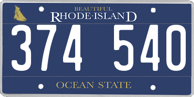 RI license plate 374540