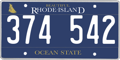 RI license plate 374542