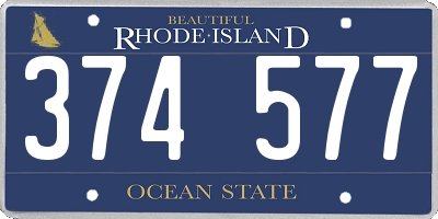 RI license plate 374577