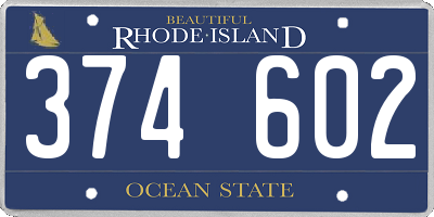 RI license plate 374602