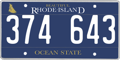 RI license plate 374643