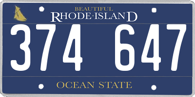 RI license plate 374647