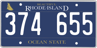 RI license plate 374655