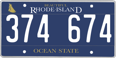 RI license plate 374674