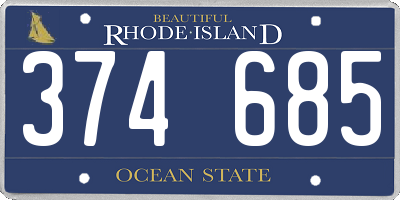 RI license plate 374685