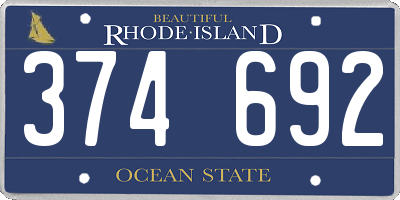 RI license plate 374692