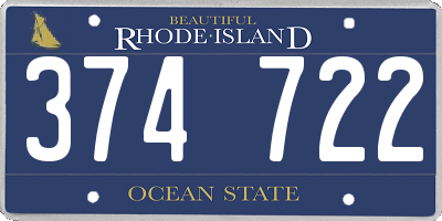 RI license plate 374722