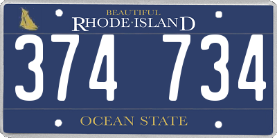 RI license plate 374734