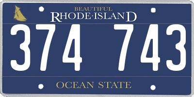 RI license plate 374743