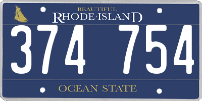 RI license plate 374754