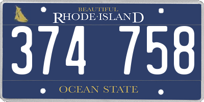 RI license plate 374758