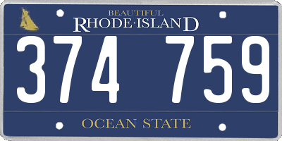 RI license plate 374759