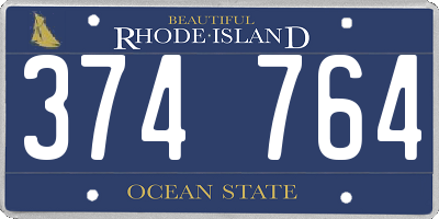 RI license plate 374764