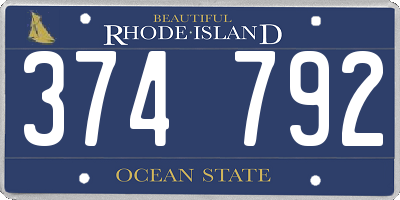 RI license plate 374792