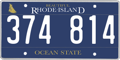 RI license plate 374814