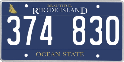 RI license plate 374830