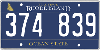 RI license plate 374839