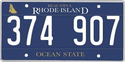 RI license plate 374907