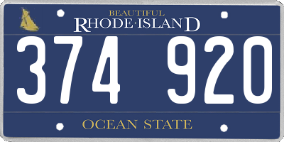 RI license plate 374920
