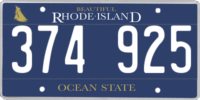 RI license plate 374925