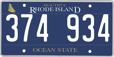 RI license plate 374934