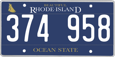 RI license plate 374958