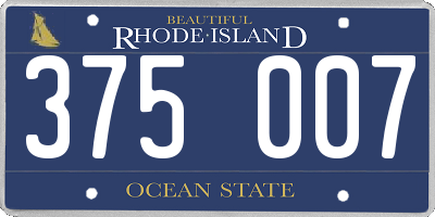 RI license plate 375007