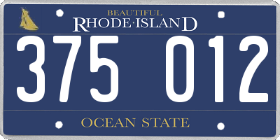 RI license plate 375012