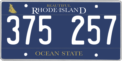 RI license plate 375257