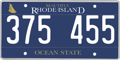 RI license plate 375455