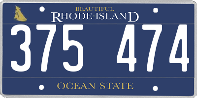 RI license plate 375474