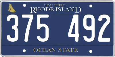 RI license plate 375492