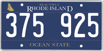 RI license plate 375925