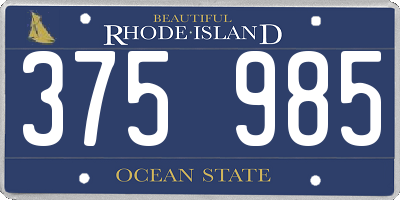 RI license plate 375985