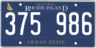 RI license plate 375986