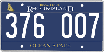 RI license plate 376007