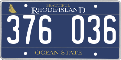 RI license plate 376036
