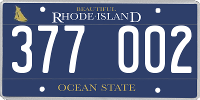 RI license plate 377002