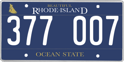 RI license plate 377007