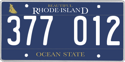 RI license plate 377012