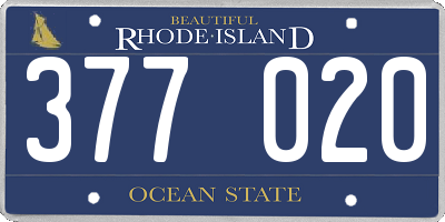 RI license plate 377020