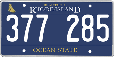 RI license plate 377285