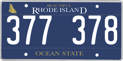 RI license plate 377378