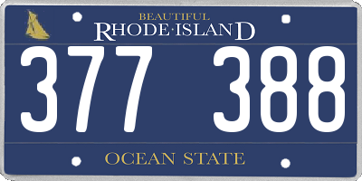 RI license plate 377388